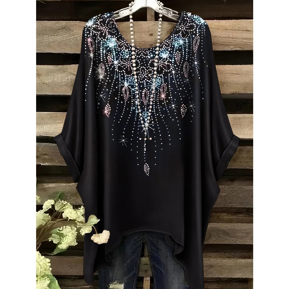 Hope | Women's Floral Crew Neck Short Sleeve Bohemian Tunic