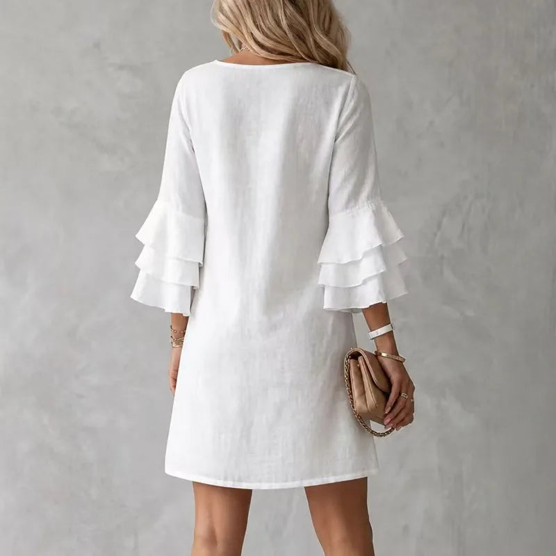 Bexley | Women's V Neck Ruffle Casual Mini Dress