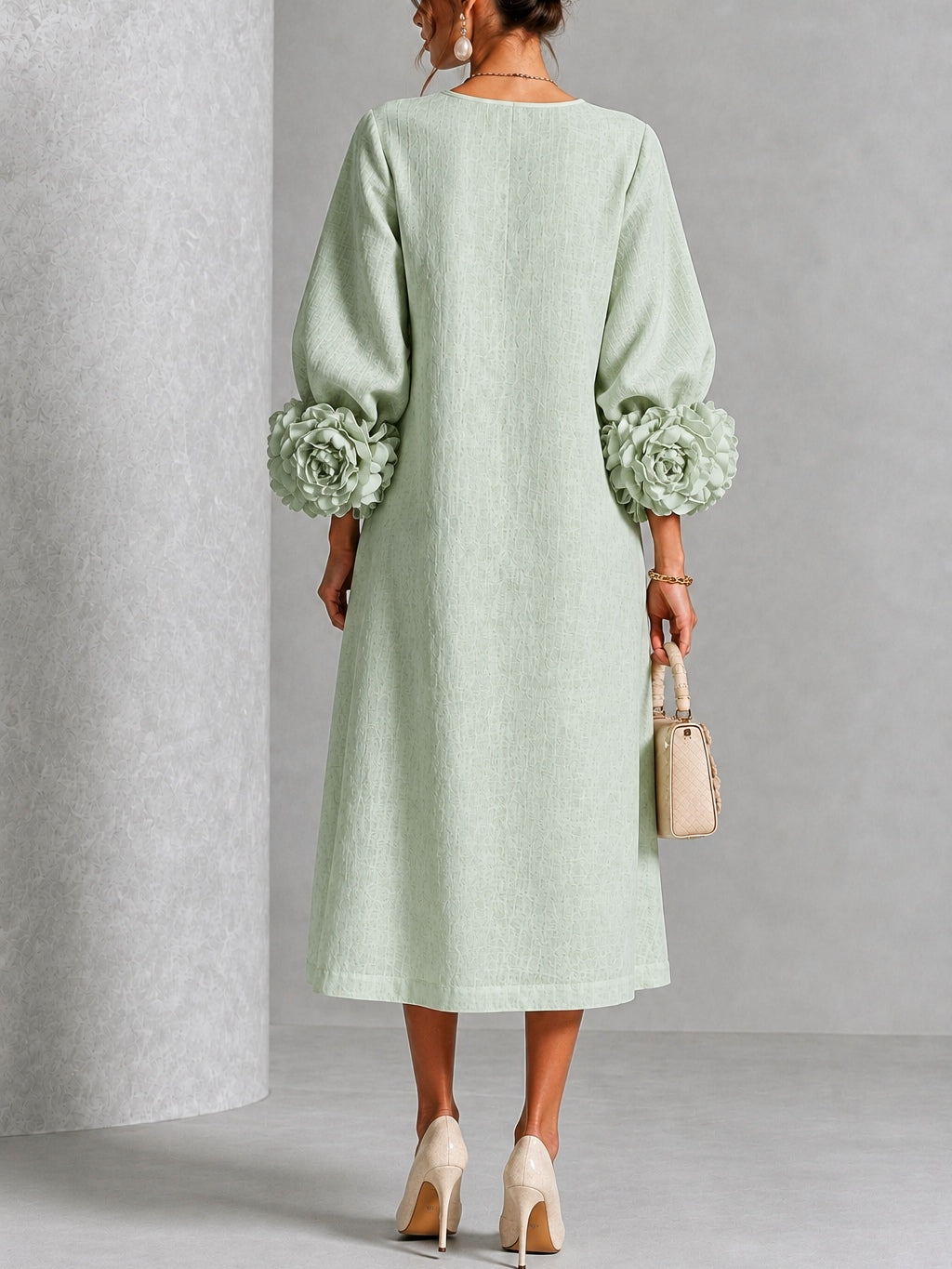Hester | Women's Sage Modest Fall Winter Mother Of The Bride Wedding Guest Dress