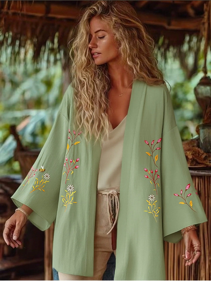 Wendla | Women Floral Embroidered Kimono Cardigan