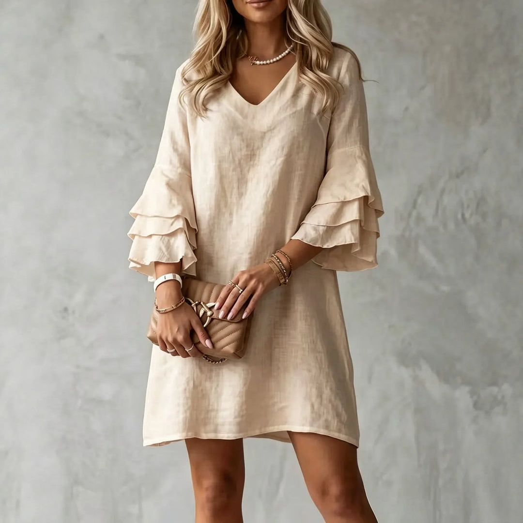 Bexley | Women's V Neck Ruffle Casual Mini Dress