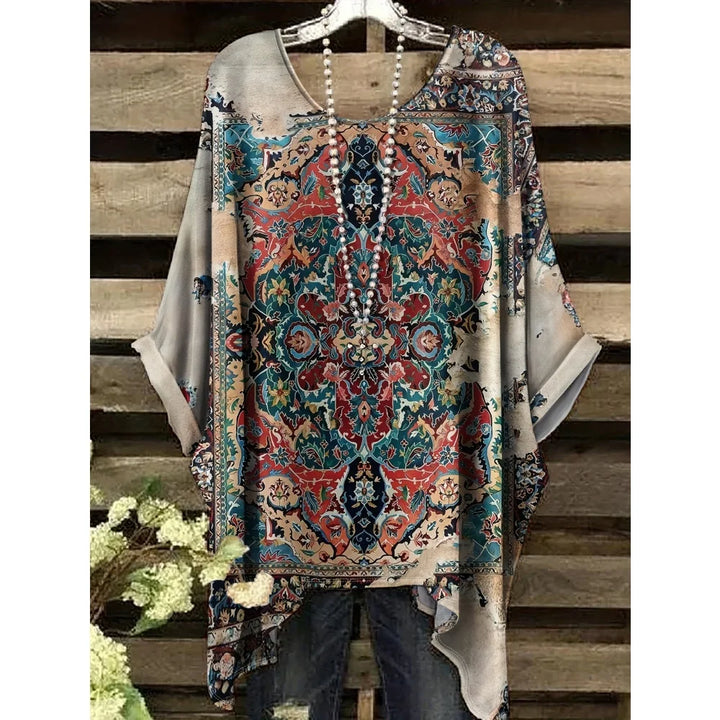 Hope | Women's Floral Crew Neck Short Sleeve Bohemian Tunic