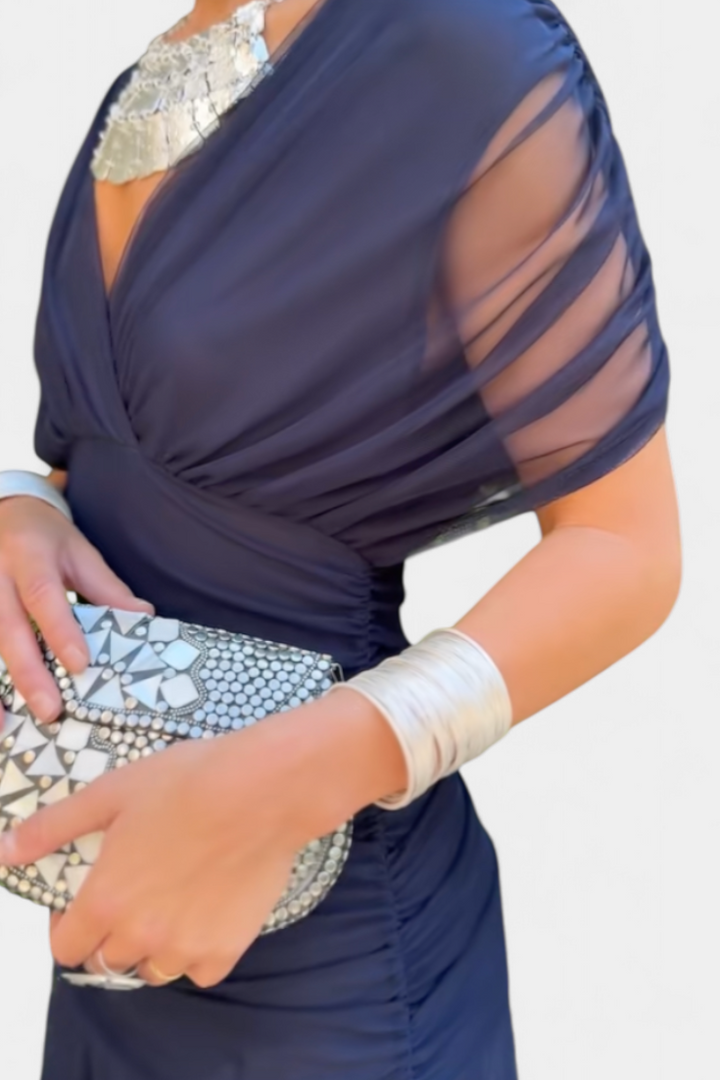 Elowen | Women's Floral Off Shoulder Ruched Cocktail Maxi Dress