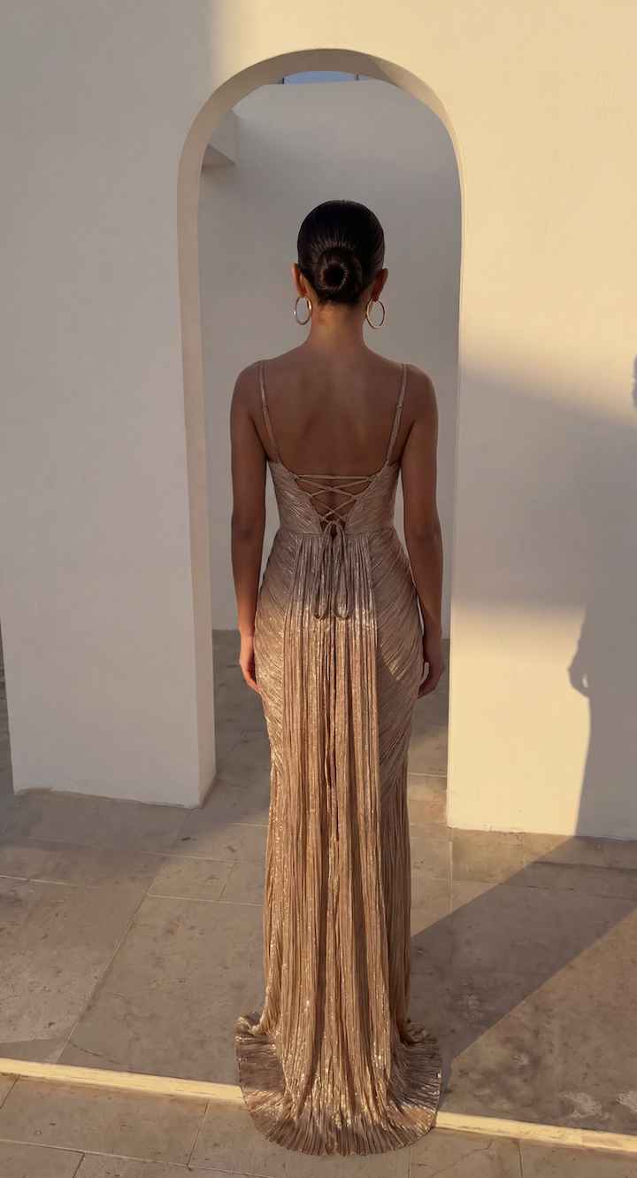 Adelgunde | Women Metallic Corset Wedding Guest Gown