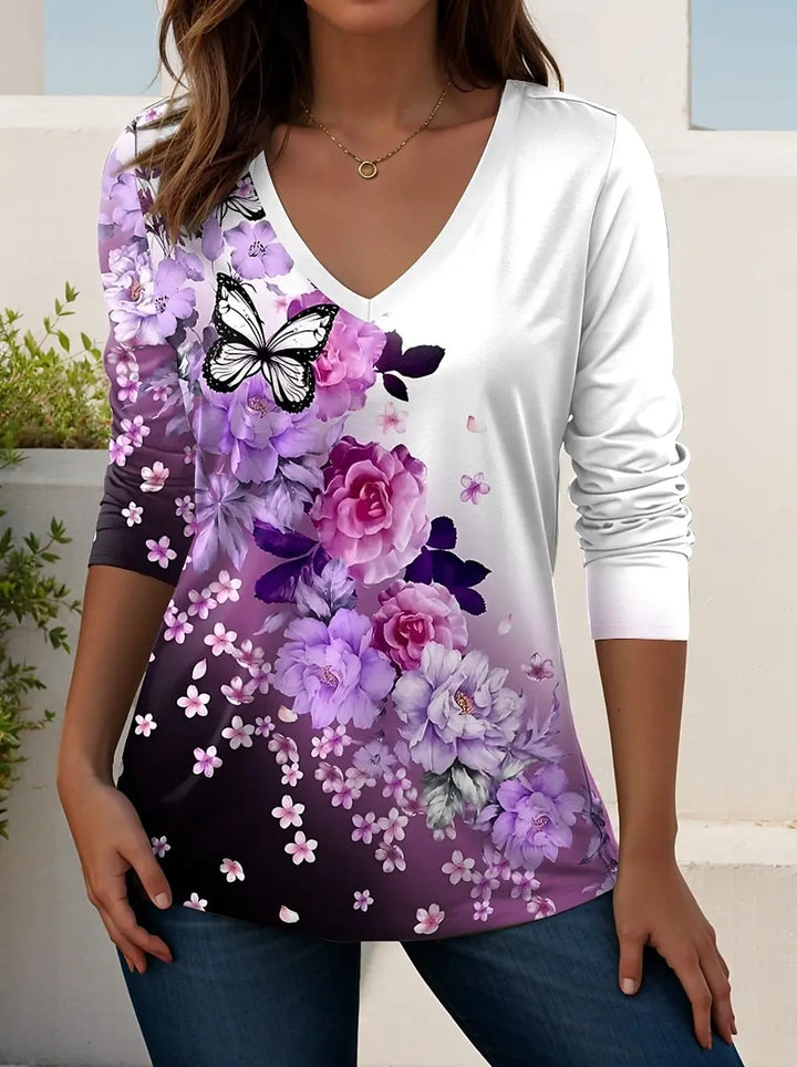Madeline | Women's V Neck Long Sleeve Casual T Shirt