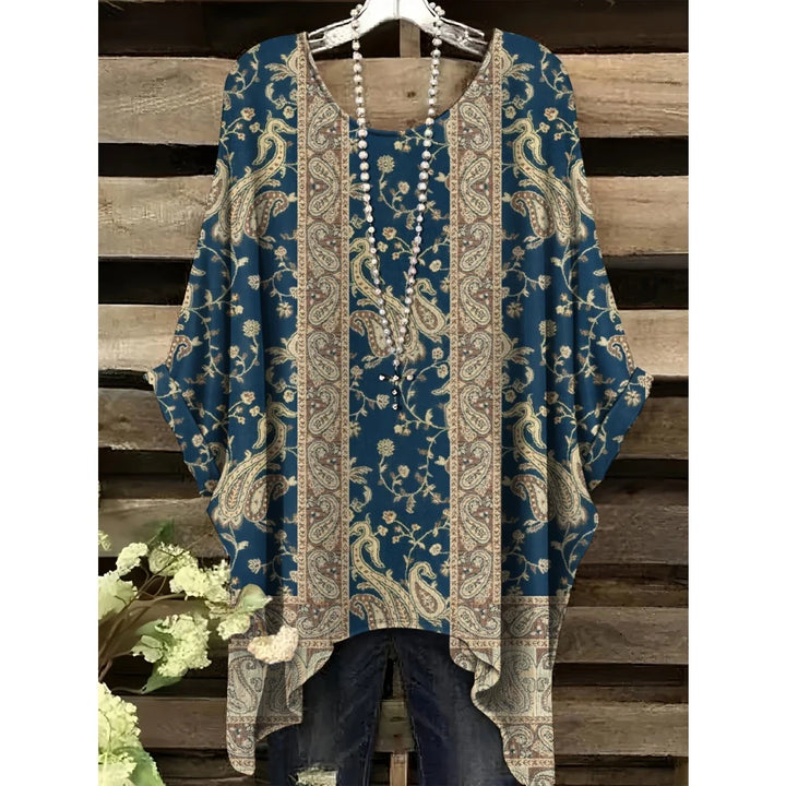 Hope | Women's Floral Crew Neck Short Sleeve Bohemian Tunic