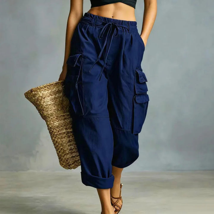 Stylish Wide Leg Cargo Pants for Women with Plus Size Flowy Style