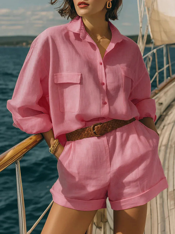 Bailey | Women's Linen Shirt Shorts Set