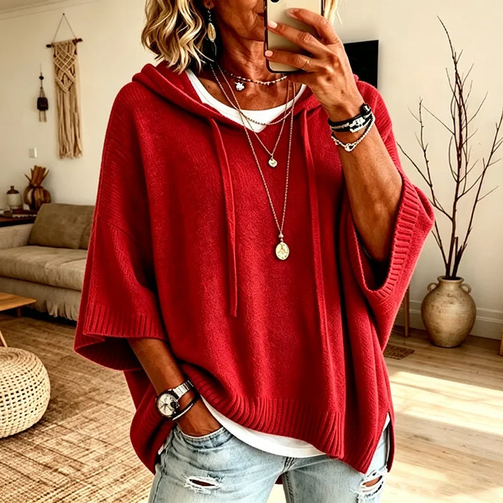 Isabel | Women's Oversized Hooded Casual Drawstring Knit Sweater