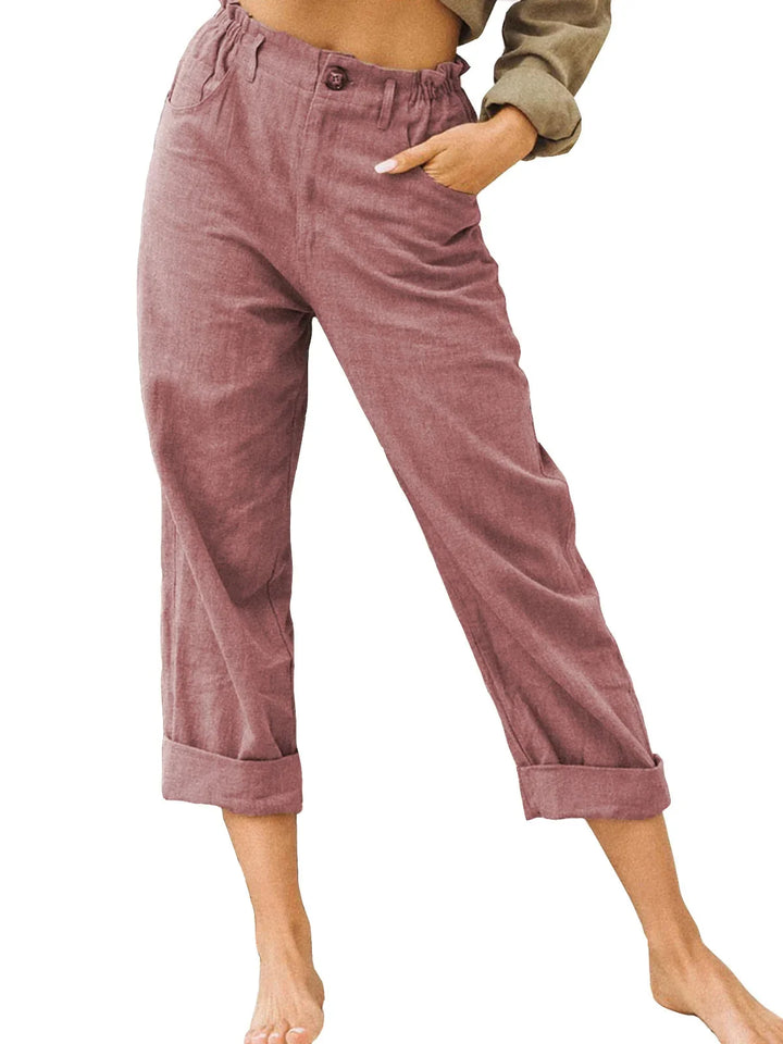 Stylish Linen Trousers for Women with Plus Size Flowy Casual Style