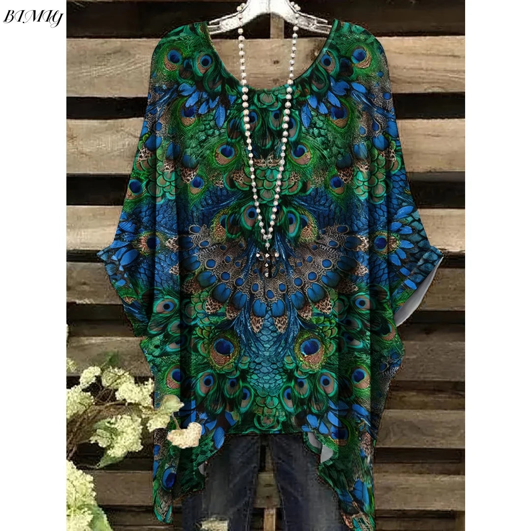 Hope | Women's Floral Crew Neck Short Sleeve Bohemian Tunic