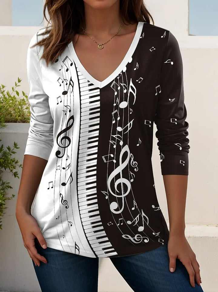 Madeline | Women's V Neck Long Sleeve Casual T Shirt