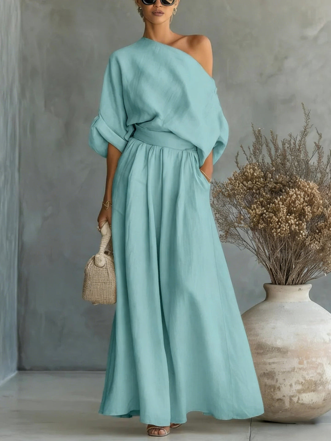 Romilly | Women One Shoulder Wedding Guest Two Piece Set