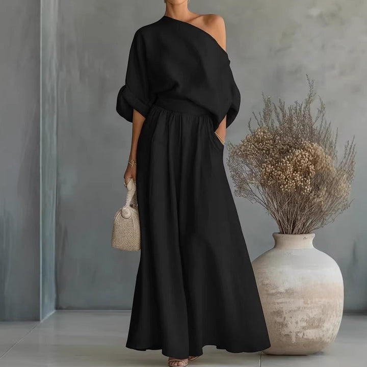 One Shoulder Billowy Sleeve Jumpsuit