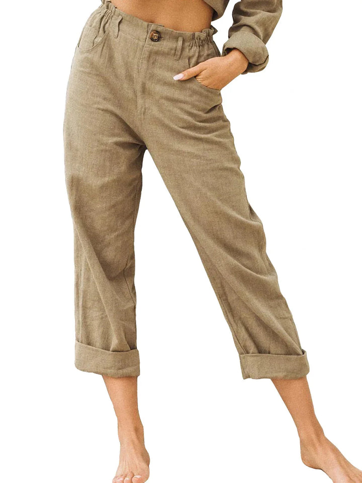 Stylish Linen Trousers for Women with Plus Size Flowy Casual Style