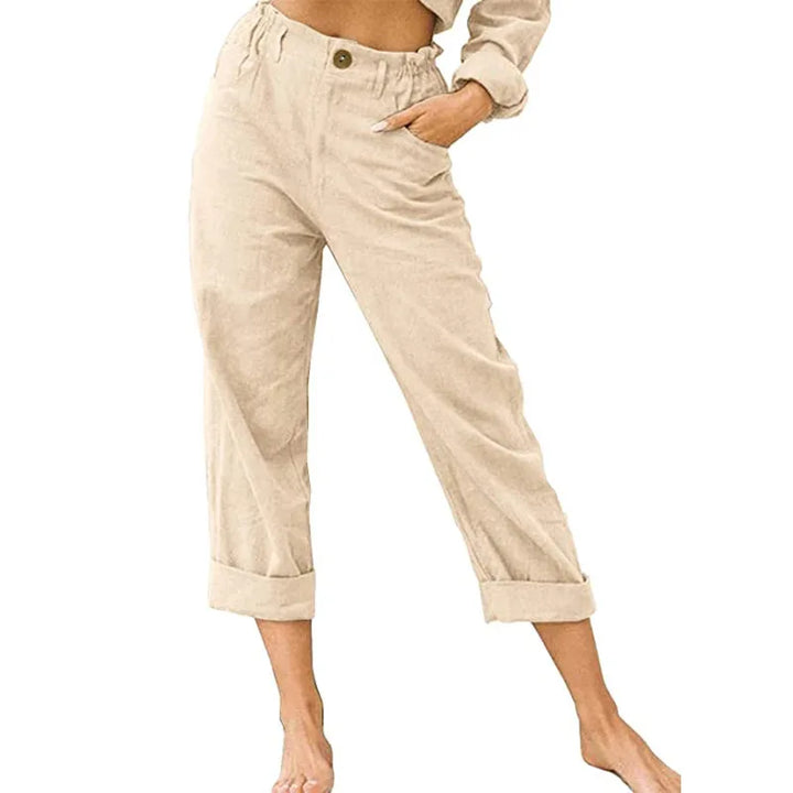 Stylish Linen Trousers for Women with Plus Size Flowy Casual Style