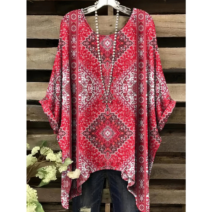 Hope | Women's Floral Crew Neck Short Sleeve Bohemian Tunic