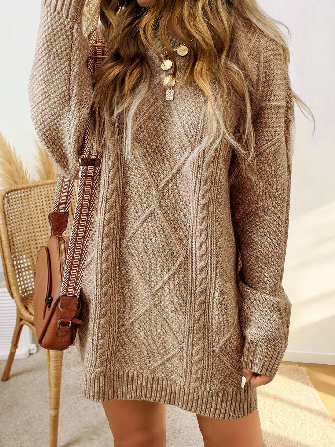 Amabel | Women Cable Knit Sweater Dress