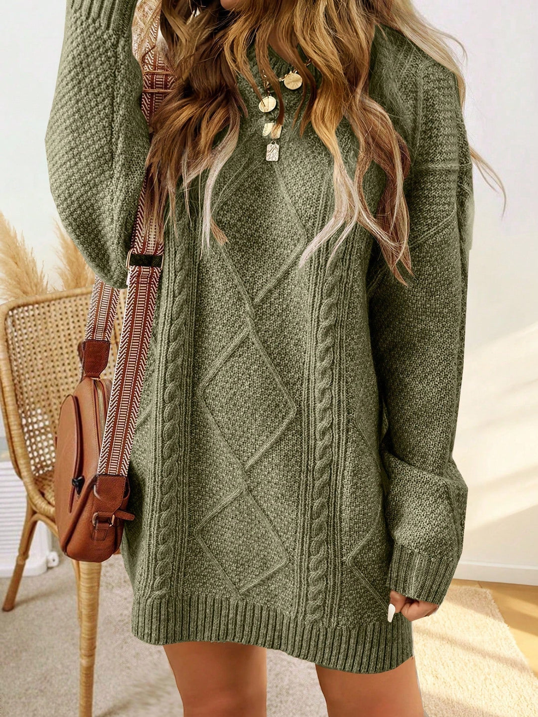 Amabel | Women Cable Knit Sweater Dress