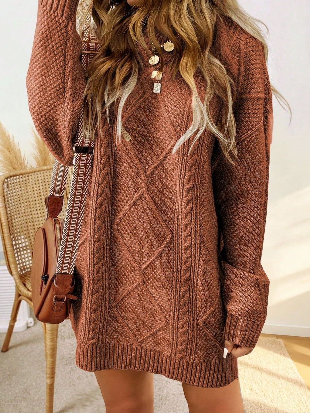 Amabel | Women Cable Knit Sweater Dress