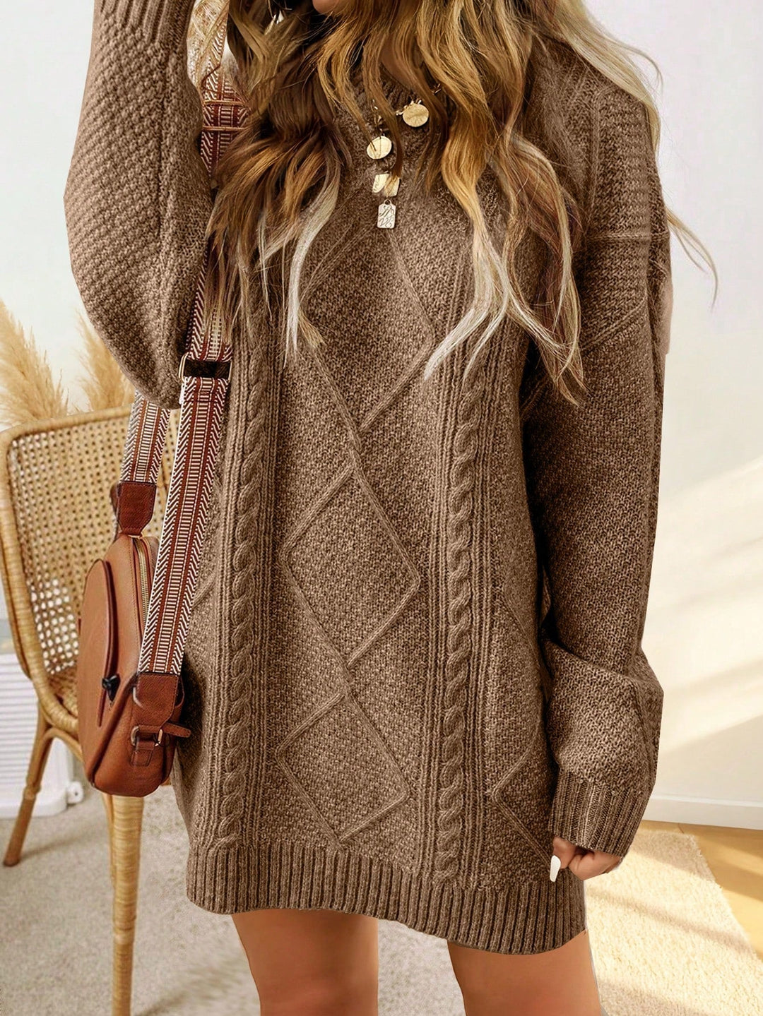 Amabel | Women Cable Knit Sweater Dress