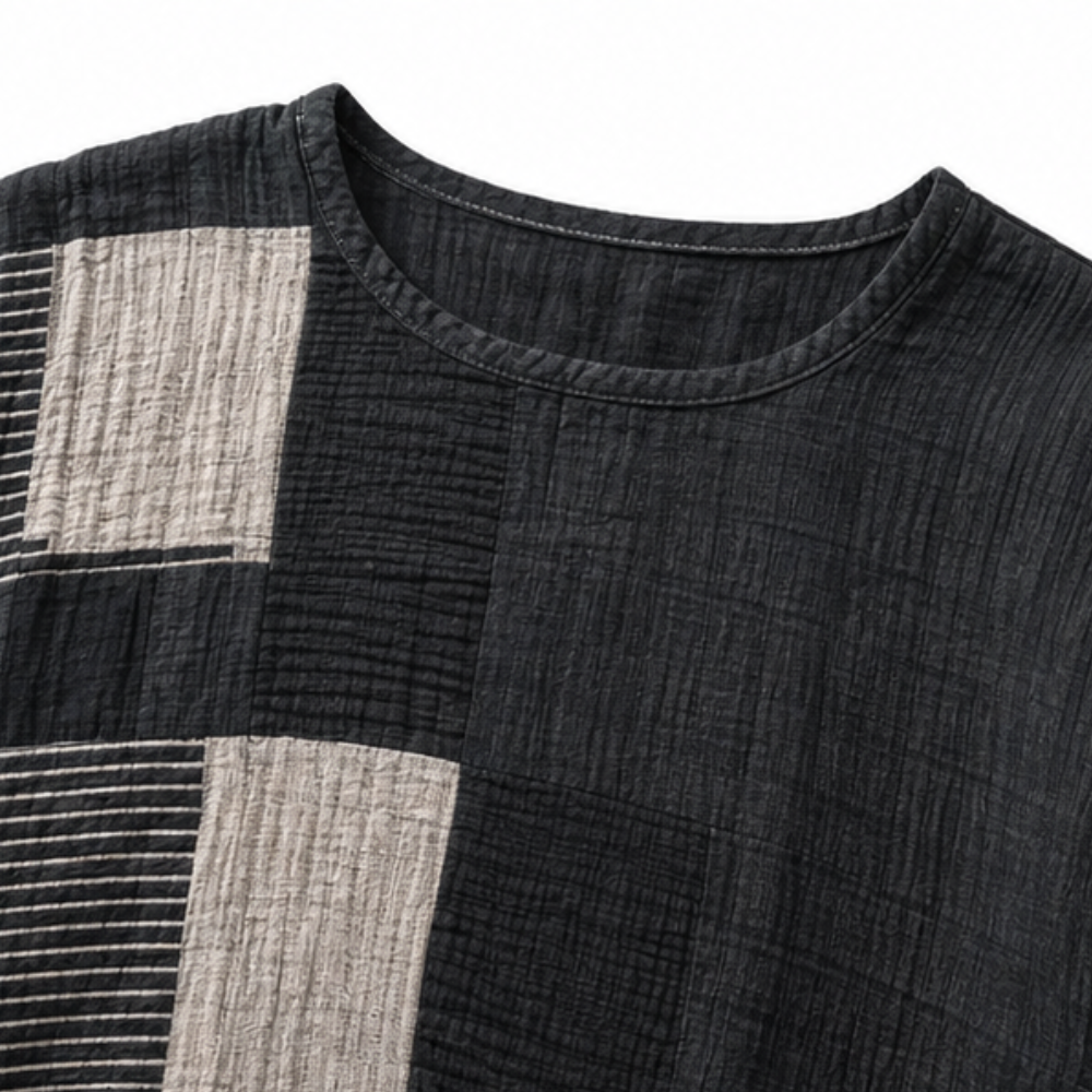 Ottilie | Women's Wide Leg Color Block Striped Round Neck Long Sleeve Two Piece Set