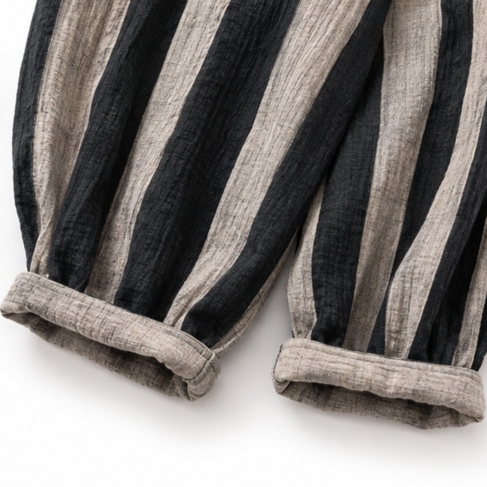 Ottilie | Women's Wide Leg Color Block Striped Round Neck Long Sleeve Two Piece Set