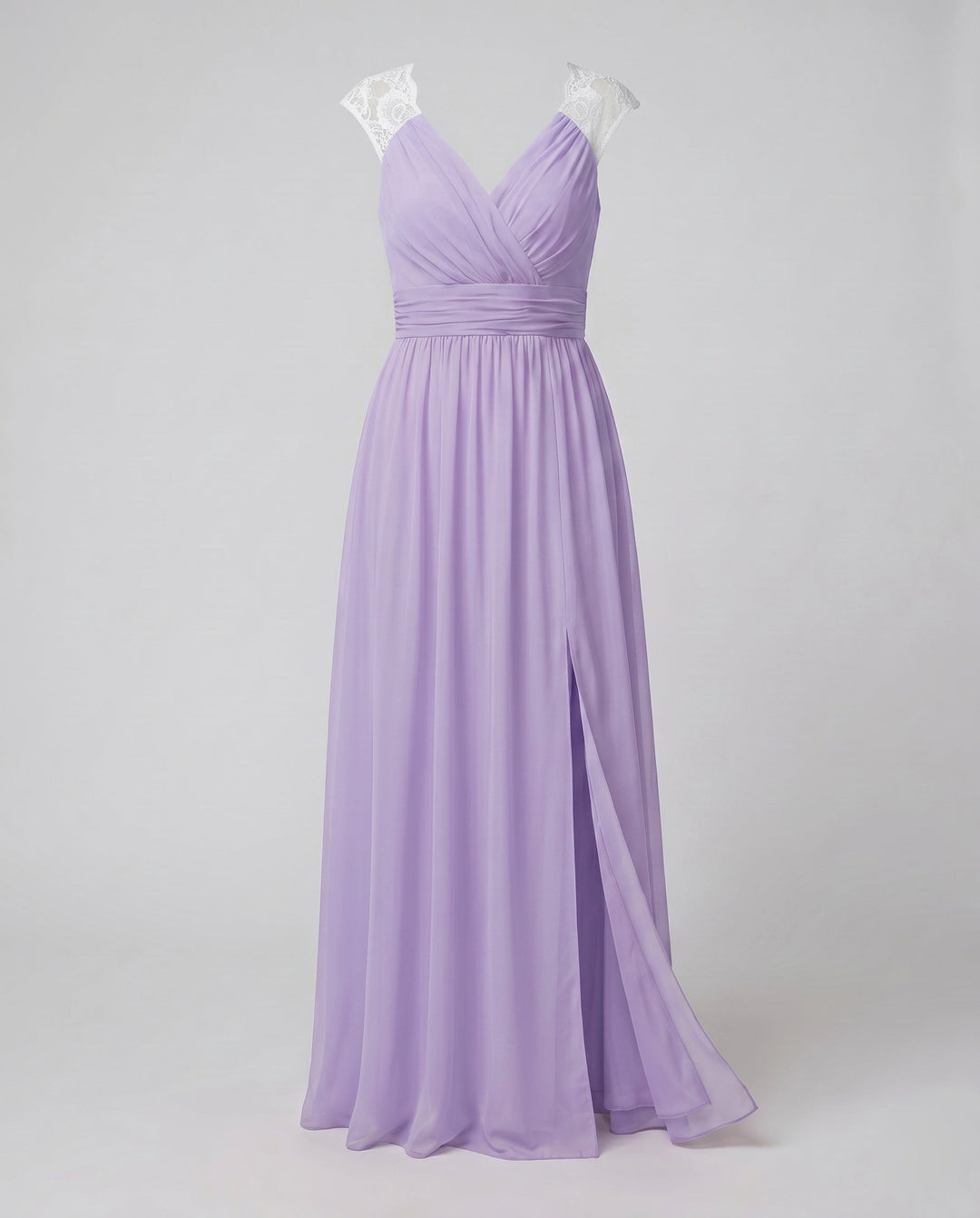 Maxi Dress V Neck High Slit Ruched Waist