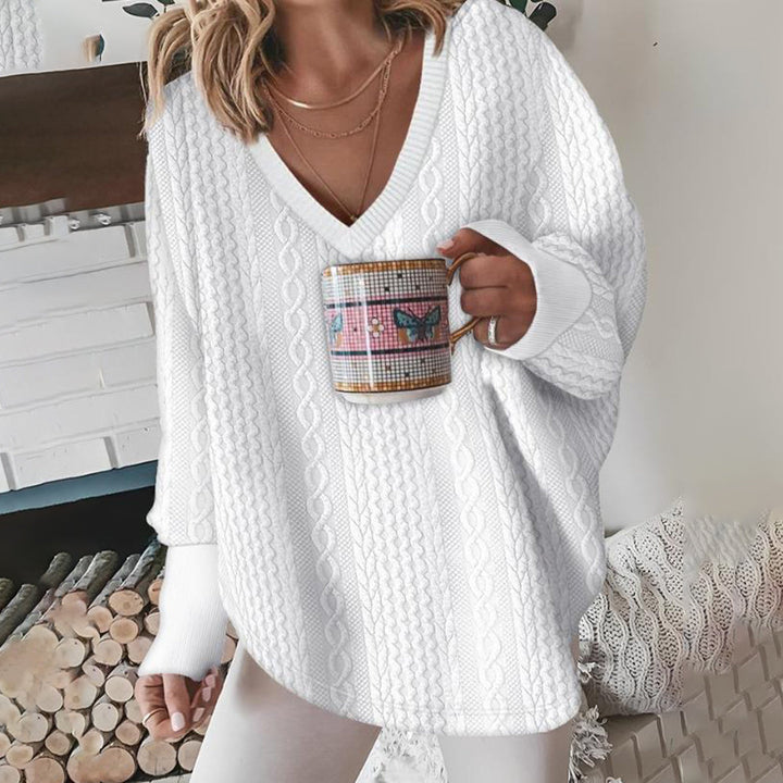 Annest | Women V Neck Cable Knit Pullover
