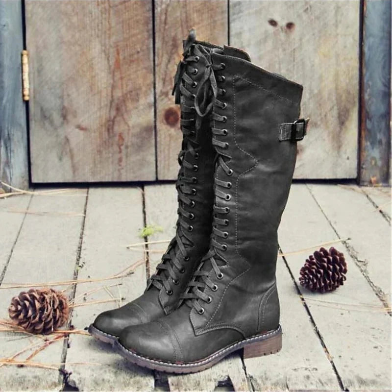 Caitrin | Women Lace Up Knee High Boots