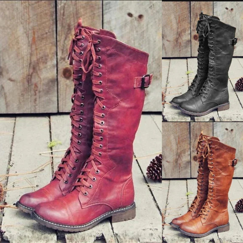 Caitrin | Women Lace Up Knee High Boots