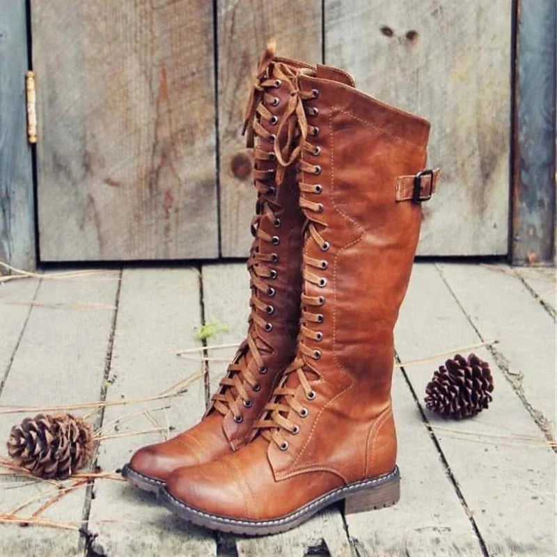 Caitrin | Women Lace Up Knee High Boots
