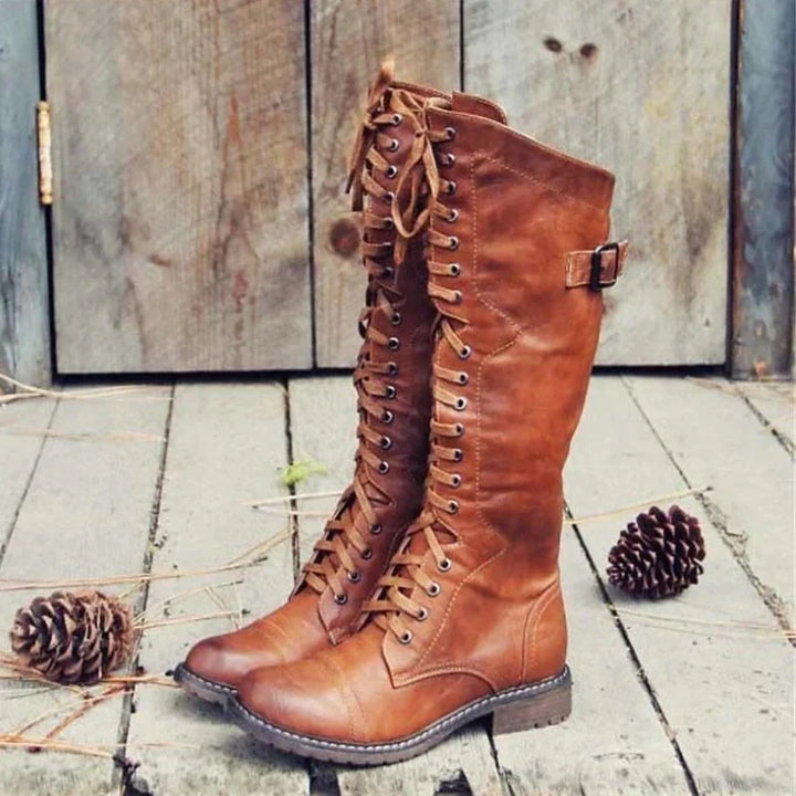 Caitrin | Women Lace Up Knee High Boots