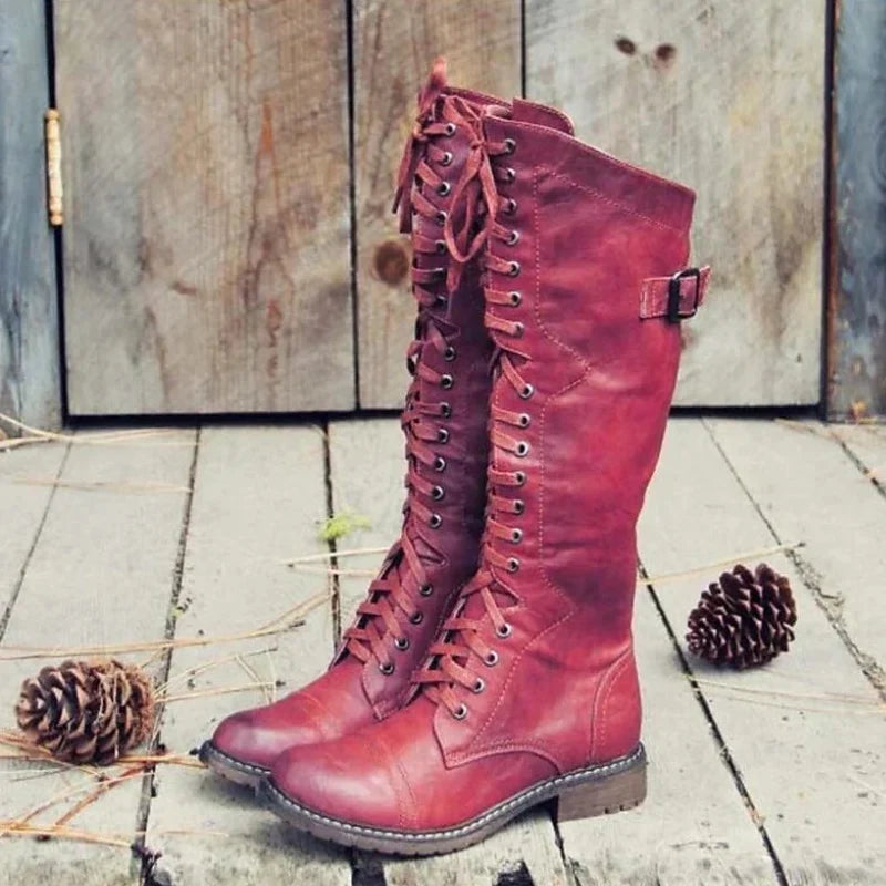 Caitrin | Women Lace Up Knee High Boots