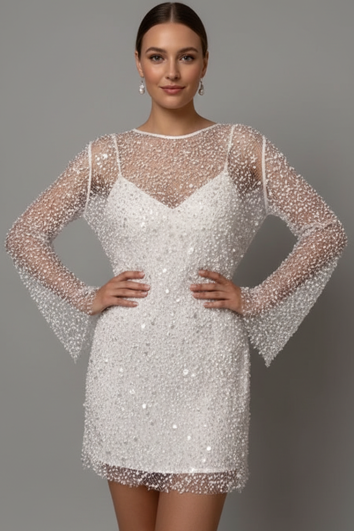 Antigone | Women Long Sleeve Sequin Mini Dress