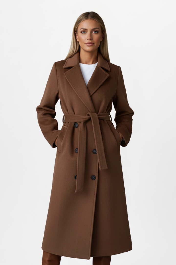 Bronte | Women Double Breasted Belted Long Coat