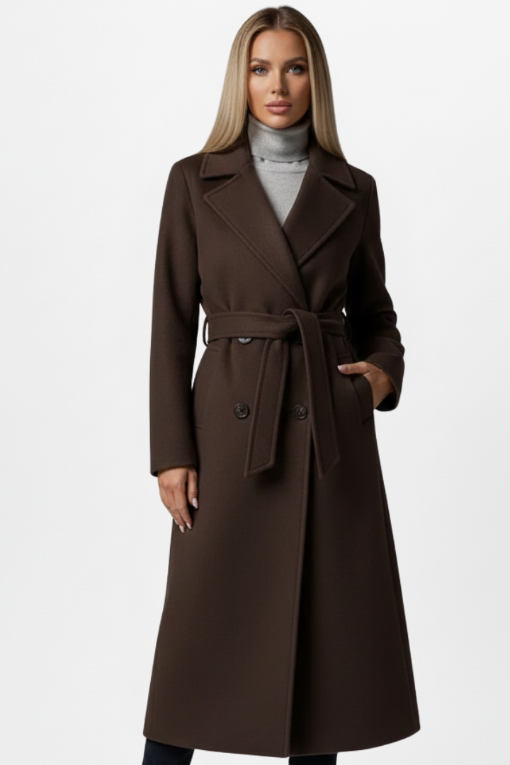 Bronte | Women Double Breasted Belted Long Coat