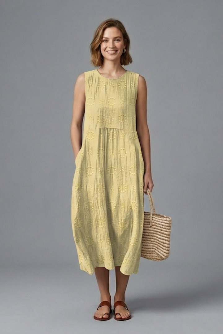 Neve | Women Textured Midi Denim Dress
