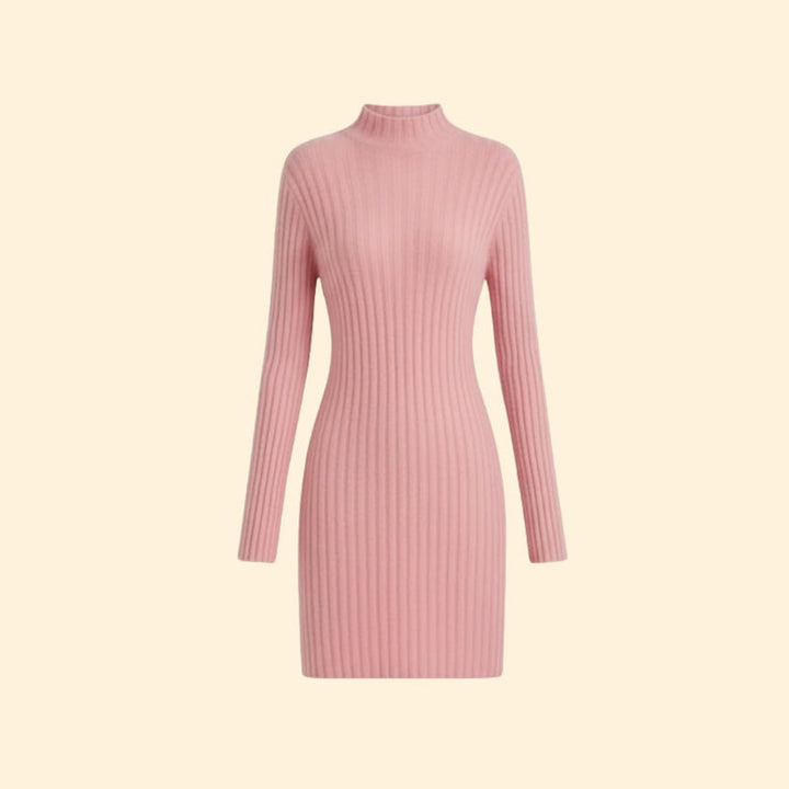 Babette | Women Ribbed High Neck Dress