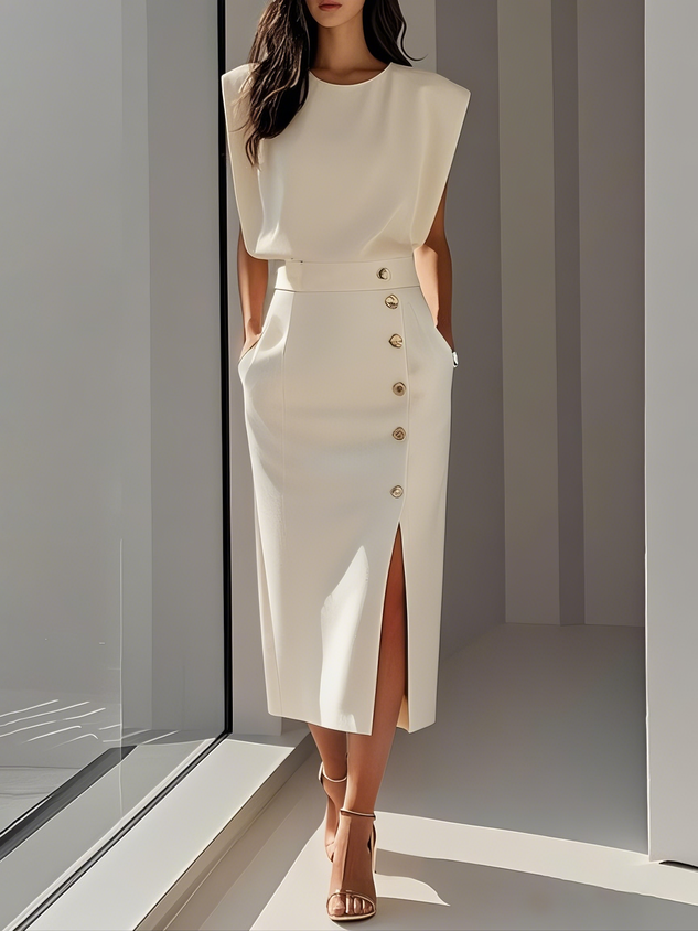 Keziah | Women's Button Midi Skirt Set