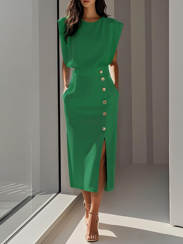 Keziah | Women's Button Midi Skirt Set