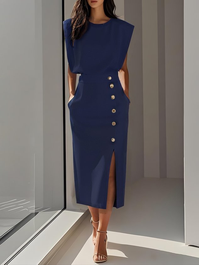 Keziah | Women's Button Midi Skirt Set