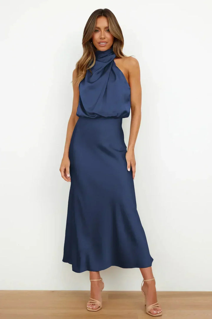 Cove | Women's Halter Satin Midi Dress