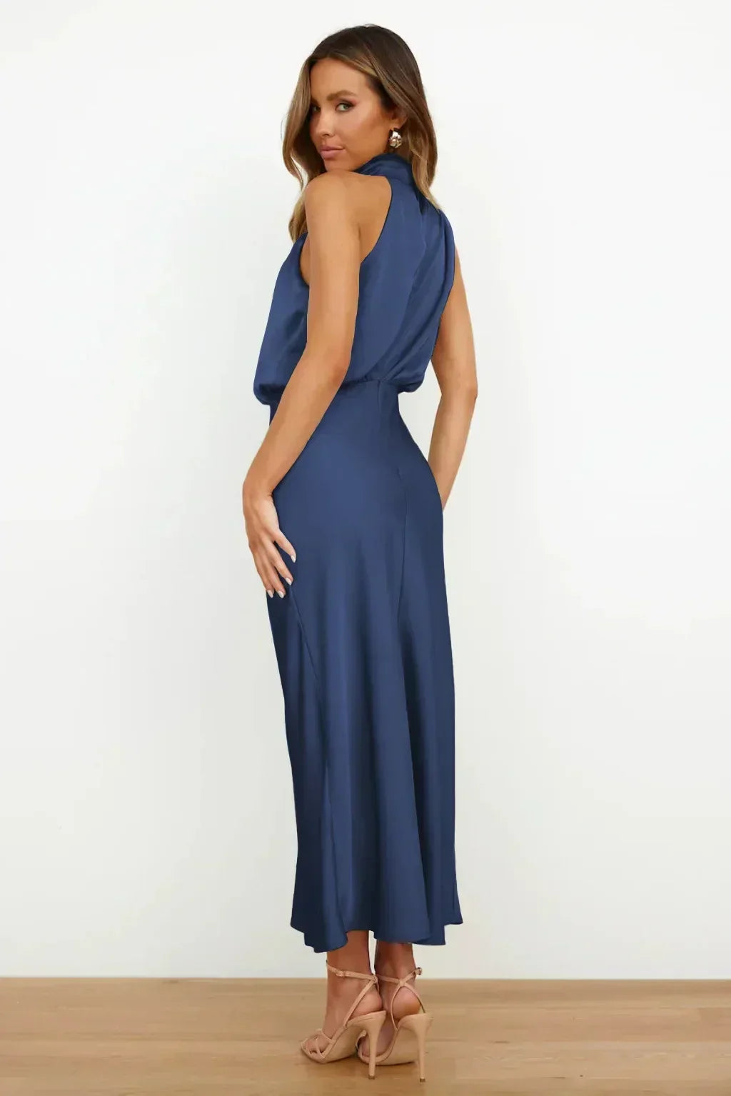 Cove | Women's Halter Satin Midi Dress