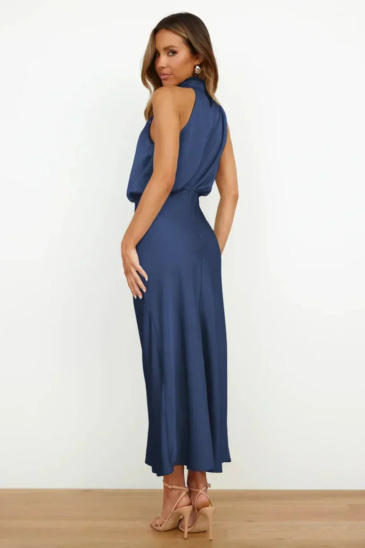 Cove | Women's Halter Satin Midi Dress
