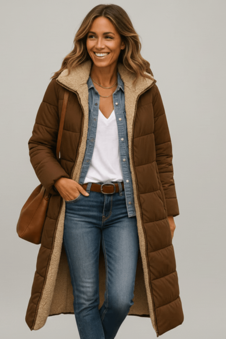Verena | Women Hooded Longline Puffer Coat