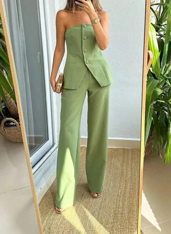 Eloise | Women's Strapless Vest Pant Set