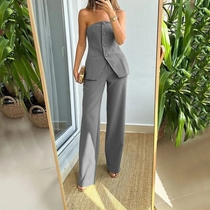 Eloise | Women's Strapless Vest Pant Set