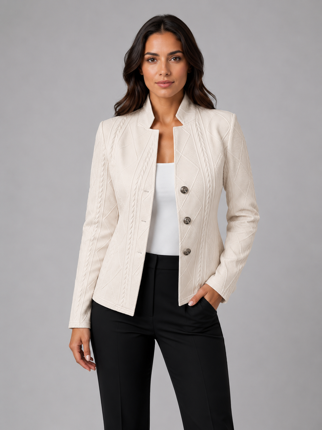 Wendy | Women's Plus Size Cable Knit Blazer
