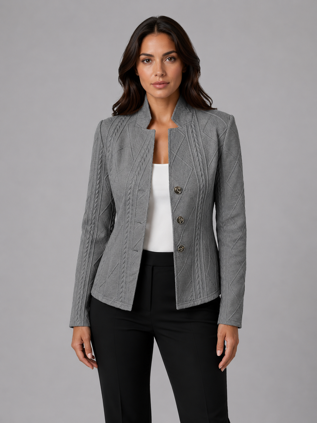 Wendy | Women's Plus Size Cable Knit Blazer